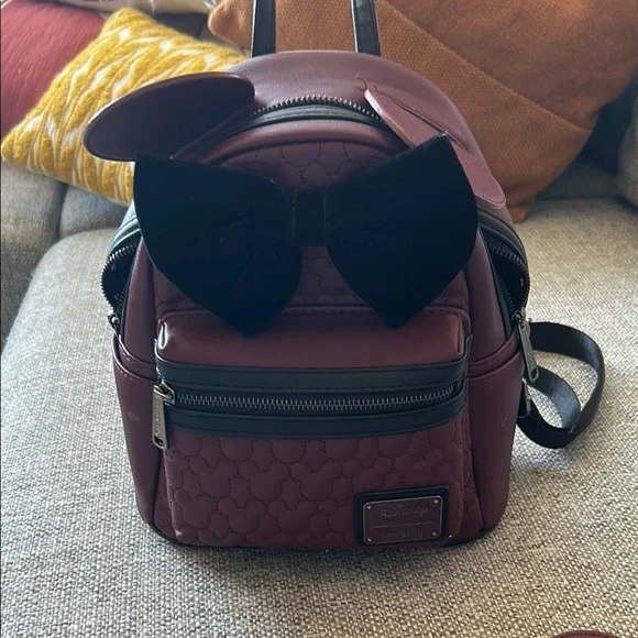 Disney | Bags | Disney Loungefly Burgundy Backpack And 